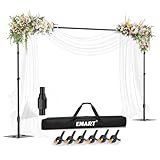 EMART Backdrop Stand,10x7ft(WxH) Adjustable Photo Background Stand with Upgrade Rod,Heavy Duty Flat Base,Metal Pipe and Drape Frame for Wedding,Birthday Party,Decorations,Photography Studio