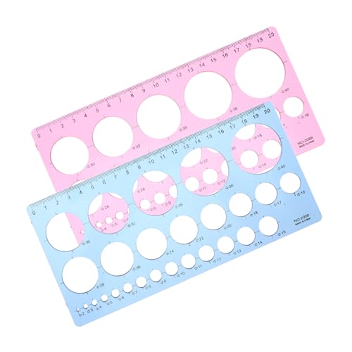 HOLIDYOYO 2個 オフィス 学校用プラスチック製円形テンプレート 軽量持ち運び簡単 多円描画可能 耐久性と精密目盛付き製図ツール