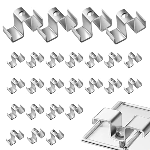 サドルクリップ | 25点セットバーグレーチング固定用サドルクリップ,耐候性 ファスナー,工場メザニン階段歩道排水システム取付用 エンジニア技?者向け