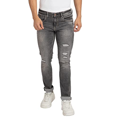Image of Spykar Men's Kano Slim Fit Mid-Rise Jeans (Ankle Length)