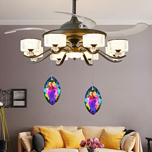 Image of 2pcs Crystal Prism Fan Chain Extender Pull Chain Switch Ceiling Fan Extension