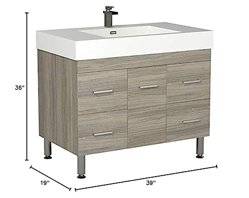 Alya Bath Ripley Bathroom Vanity, 39", Gray #TOP7