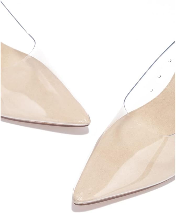 Women's Pointed Toe Clear Heels - Transparent Upper, 3.75 inch Lucite Heel & Genuine Leather Insole, Classy Pointy Pumps (Glass Doll.A) - Image 5