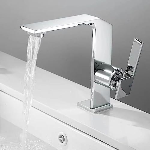 Lavabo de toilette robinet cascade tout en cuivre anti-éclaboussures gris pistolet