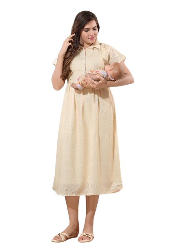 easy mom Pure Cotton Embroidery Nighty for Women's | Night Gown | Nighty | Nightdress | Maxi | Sleepwear | Jaipuri Nighty | Nighties | Gown-picture-39
