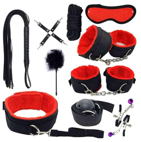 10pcs Bondaged Restraint Kits Sex Tie Downs for Under King Bed Sex Tie Up Set for Women Spreaders Bar Adult Play Queen Bed Straps Sex Hand Cuff Bracelets for Couples Furry Handcuff Set Bedroom Sweater