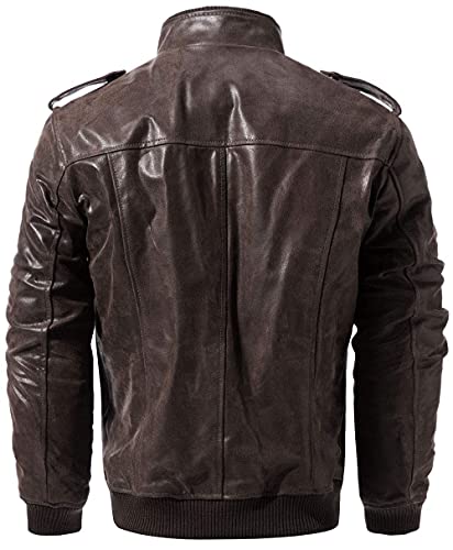 FLAVOR Men Biker retro Brown Leather Motorcycle Jacket Genuine Leather jacket4