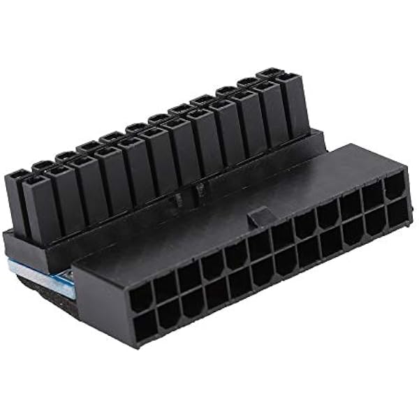 Naroote Угловой адаптер ATX 24Pin Female to 24Pin Male Adapter 90 Degree Power Supply Connector with Rust Resistant Design Ideal for Desktop Motherboard Limited Height Chassis