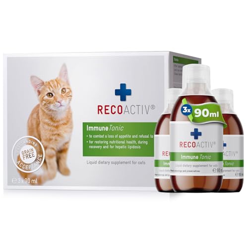 RECOACTIV Immune Tonic for cats, 3 x 90 ml, dietary supplement to boost the immune system and prevent nutritional deficiencies, effective dietary appetite stimulant