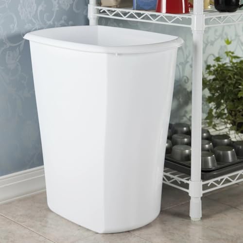 Caneca de basura rectangular de plástico 10 gal blanca miniatura 3