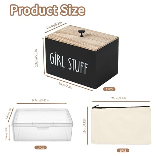 Binden Aufbewahrung Badezimmer, 1 Stück Tampon Aufbewahrungsbox Tamponhalter für Badezimmer mit Deckel Holz Aufbewahrungsbox Hygieneartikel Tampon Aufbewahrungsblock Organizer Schwarz für Frauen