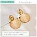 FAMARINE Big Disc Drop Dangle Earrings Statement Brushed Round Hammered Women Earrings Fashion Jewelry, Matte 14K Gold Plated Brass