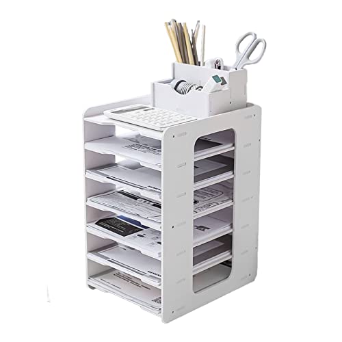 Holz-Schreibtisch Organizer 7 Fächer mit Aufbewahrungsbox Briefablage...