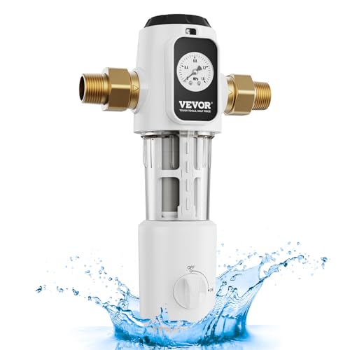 VEVOR Spin Down Filter, 40 Micron Whole House Sediment Filter for Well Water, 3/4 G-M + 1 G-M, 4 T/H High Flow Rate, for Whole House Water Filtration Systems, Well Water Sediment Filter