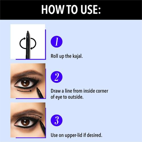 Image of Blue Heaven 24HR Stay Kajal | Jet Black for Women | Smudge Proof Long Lasting | Eye Makeup Kajal Pencil | 0.30g (Pack of 2)