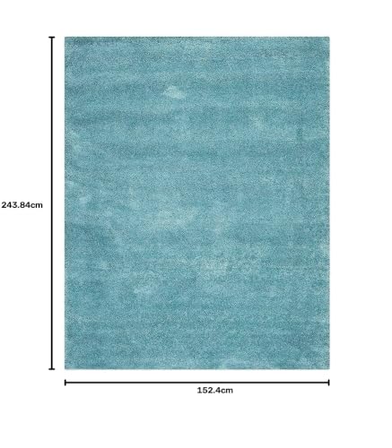 Image of Handmade 2 Inch Pile Height Super Soft Touch Export Quality Plain Shag Rectangular Carpets For Home Size 5X8 Feet Color Sky Blue