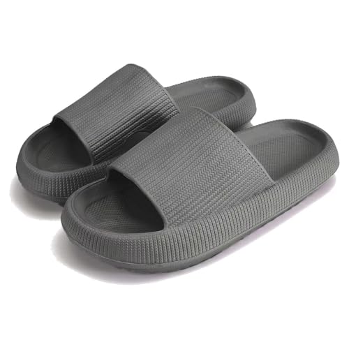 Image of Pillow Slippers for Men and Women - Cushioned Thick Sole Non-Slip Bathroom Slides, Comfort Indoor & Outdoor Shower Sandals