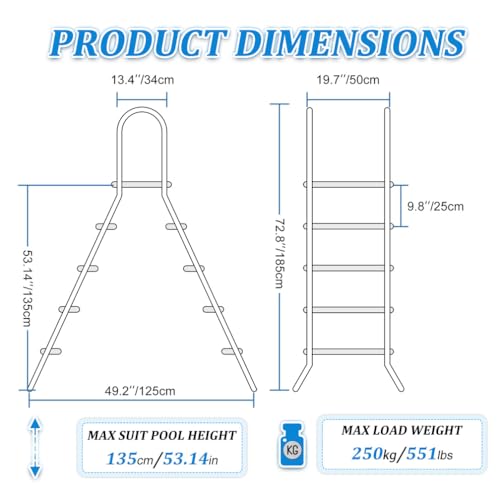 Escalera para piscina elevada con 4 escalones de acero inoxidable miniatura 2