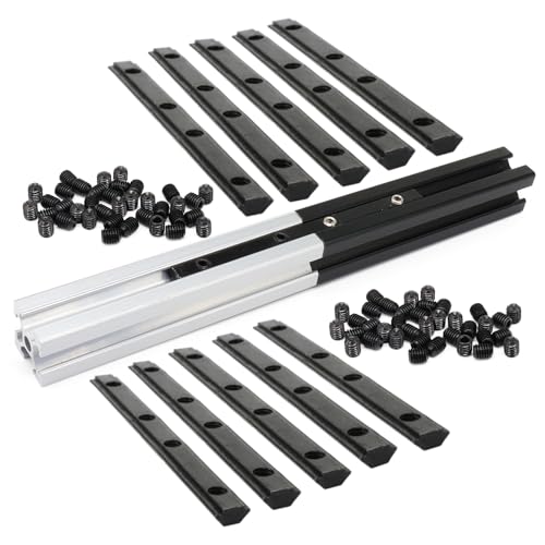 Image of 10Pcs 2020 Aluminum Extrusion T Slot Corner Bracket Extruded Hardware Straight Line Connector with Screw for 20 Series Black 20 /20 80 20 2040 T V Slot Aluminum Profile Length Fasteners