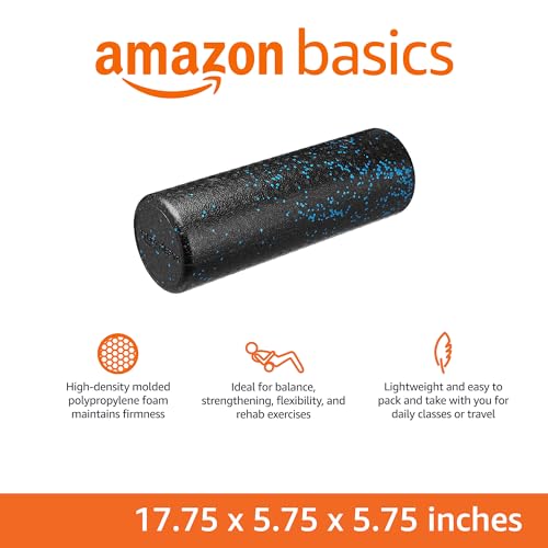 AmazonBasics High-Density Blue Speckled Round Foam Roller with 18" Diameter