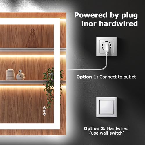 Hivone 28X32 LED Bathroom Mirror with Lights, Anti-Fog, Dimmable, Backlit + Front Lit, Smart Bathroom Vanity Mirror, Memory Function, Shatterproof, Tempered Glass (Horizontal/Vertical) by Hivone - Image 7