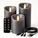 Produktbild FLINQ Wiederaufladbare LED Kerzen mit Bewegender Flamme  3er Set Antrazitfarben mit Fernbedienung, Timer & Dimmfunktion  Echtwachs Optik, Flackernde Flamme