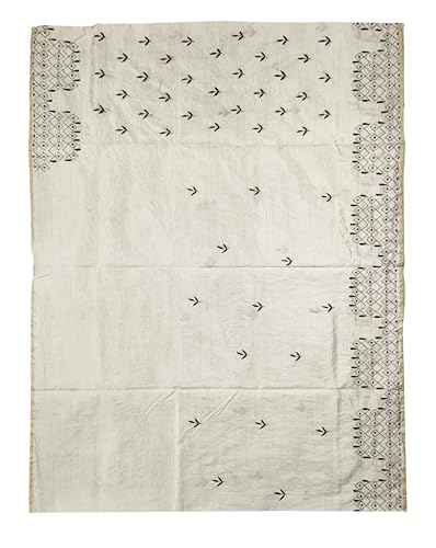Image of SHRISTI CLOTHINGS Women's Hand Embroidered Cotton Silk Kantha Stitch Saree with Blouse Piece (SB430324 TWD86)