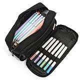 SUNEE Pencil Case, Large Capacity Pencil Pouch, Aesthetic Big Pen Bag 900D Oxford Pen Box for Office Stationery Organizer School Supplies Multifunctional for Teen Boys Girls Women Men, Black