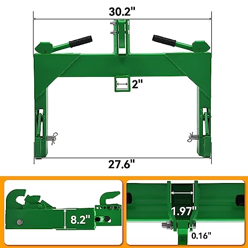YINTATECH 3 Point Quick Hitch Cat 1 with 2" Receiver & 5 Adjustable Bolt, Capacity 3000lbs,Green by YINTATECH - Image 4