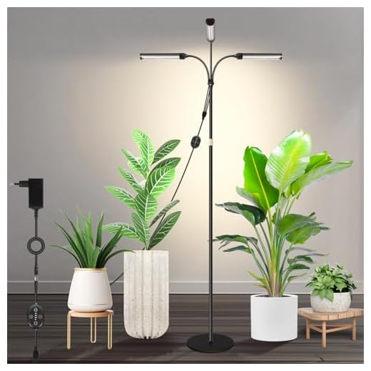 SENCHIKER Große 24V LED Pflanzenlampe, vollspektrum mit 660 nm Rot, LM281B+ Grow Light, Timer & Dimmung, höhenverstellbar 56–178 cm, 25 cm Basis, 28W, 560 µmol/m²/s @15 cm