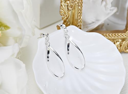 Handcrafted Open Teardrop Twist .925 Sterling Silver Post Dangle Earrings3