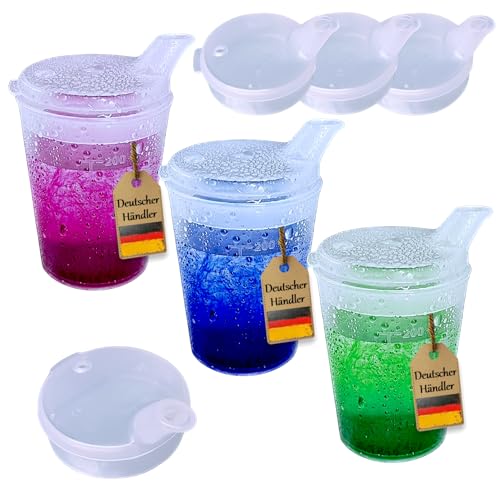 FabaCare Lot de 3 gobelets à bec avec couvercle, bec verseur de 12 mm, capacité de 250 ml, pour personnes âgées