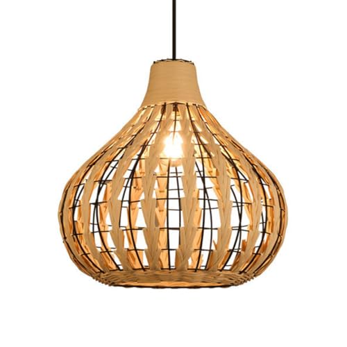 YGZPALH Lampadario In Rattan Stile Fattoria, Pendente In Vimini Per Soggiorno E Sala Da Pranzo (marrone-beige) Con Luce A Cesto Intrecciato - Illuminazione Rustica Giapponese, Lampade Naturali