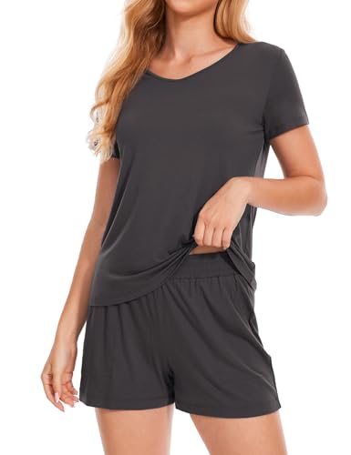GYS Bamboo-Derived Viscose Women's Pajama Shorts Set Short Sleeve Sleepwear with Shorts 2 Piece...