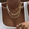 Tewiky Layered Necklaces for Women Non Tarnish- Chunky 14k Gold Plated Herringbone/Snake/Rope/Box/Cuban Link Chain for Women Waterproof Layering Stack Choker Necklace Trendy Dainty Tarnish Free Jewelry Set #2
