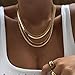 Tewiky Layered Necklaces for Women Non Tarnish- Chunky 14k Gold Plated Herringbone/Snake/Rope/Box/Cuban Link Chain for Women Waterproof Layering Stack Choker Necklace Trendy Dainty Tarnish Free Jewelry Set