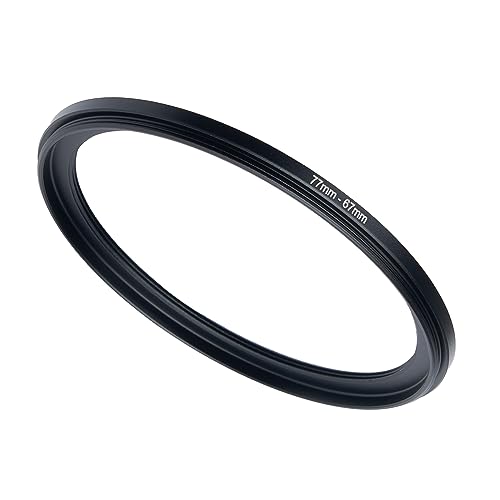 Image of 77mm to 67mm Step-up Adapter Rings Filter Adapter Black Metal Step Down Filter Ring Adapter Compatible with All Brand UV CPL ND Camera Lens Filter Stepping Rings(77mm-67mm)