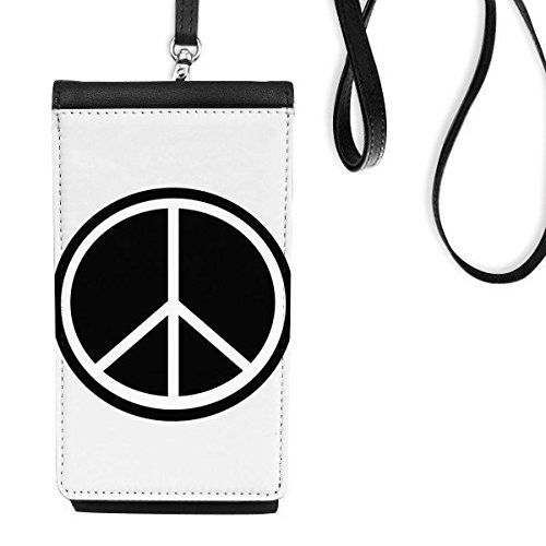 Bourse en cuir suspendu téléphone noir motif paix - Pochette smartphone