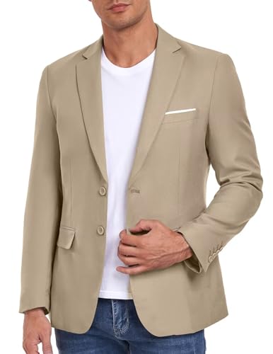 Mens Suit Jacket Solid Two Button Business Blazer for Men Notched Lapel Slim Fit Daily Casual Sport Coat
