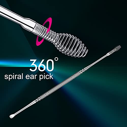 Ohrenschmalz Entferner,Ohrenreiniger,Ohrenreiniger Set,Edelstahl Spirale Ohrreiniger,Ohrlöffel,Ohrenschmalz entfernung/Ohrenreinigung, Ear Cleaner für Erwachsene,mit Aufbewahrungskiste(Silber)