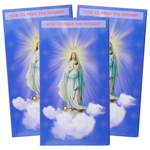 Lot de 3 cartes de poche du Rosaire Needzo : brochures de prière catholique haute clarté textuelle
