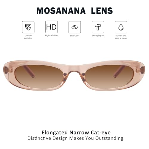 Image of mosanana Small Cat Eye Sunglasses for Women Y2k Retro Oval Narrow Cool Sun Glasses Shades MS52357