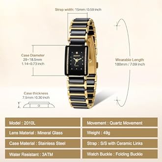 BERNY Gold Watches for Women Vintage Luxury Ladies Wristwatch with Fashion Ceramic Band Waterproof Quartz Dainty Womens Bracelet Watch