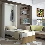 Colore: noce Compribene Letto Singolo BEA a Scomparsa Noce L 98 x H 218 P41cm / P209cm Aperto