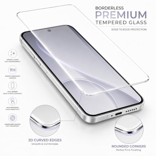 Image of ArmourPro 3D Borderless Tempered Glass for Oppo Reno 15 Pro Mini, Set of 2 HD Clear Screen Protectors with 3D Curved Edges, 9H Hardness, Oleophobic Coating, Case Friendly