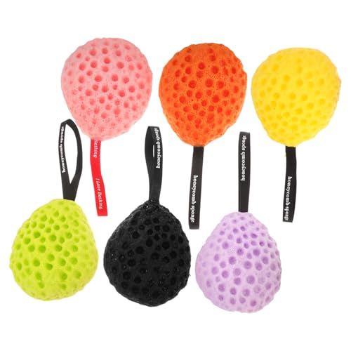 Homoyoyo 6 piezas Esponjas de Baño para Esponjas Exfoliantes de Malla Suaves y Ligeras para Ducha y Cuidado Corporal Diseño Práctico con Cuerda para Colgar y Secado Rápido