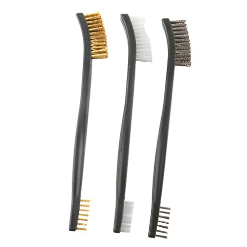 Preisvergleich Produktbild 3pc Drahtbuerstengarnitur Messing Nylon Edelstahl Borstenreinigungswerkzeug Reinigungsmittel