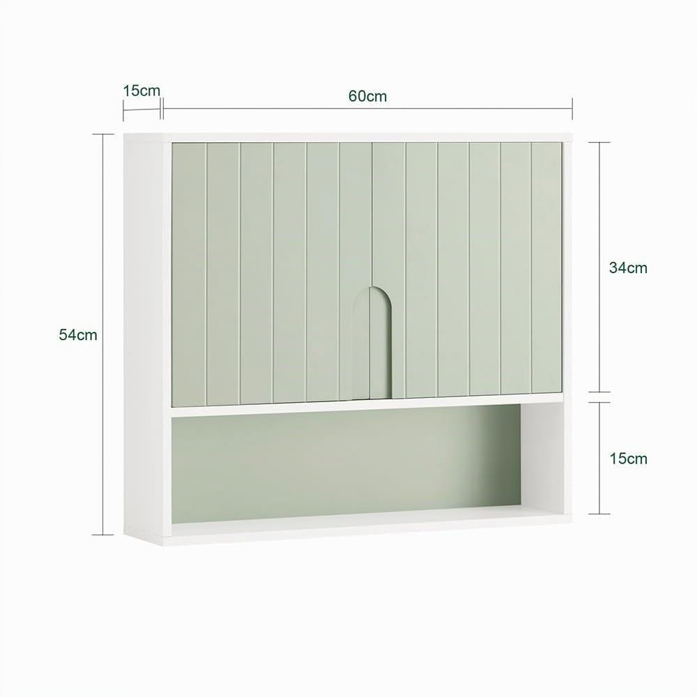 SoBuy Pensile Bagno Sospeso Salvaspazio da Parete, Mobile Bagno Sottile 15 cm con Ante e Ripiano, Armadietto Contenitore Moderno per Arredo Bagno BZR140-GR