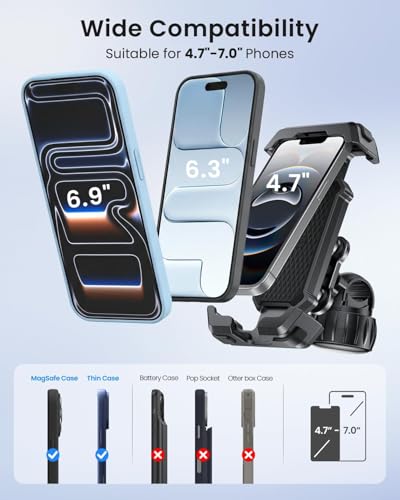 Image of Carlizem Bike Phone Holder Mount for Motorcycle, Scooty & Cycle Handlebar | 360 Rotation Mobile Holder with Shock Absorption, Secure Switch Lock & Cushion Pads | Compatible with All Smartphones