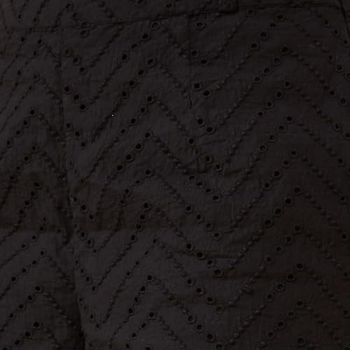 Image of Globus Women Black Self Design High-Rise Regular Shorts with Zip Closure-3638803001